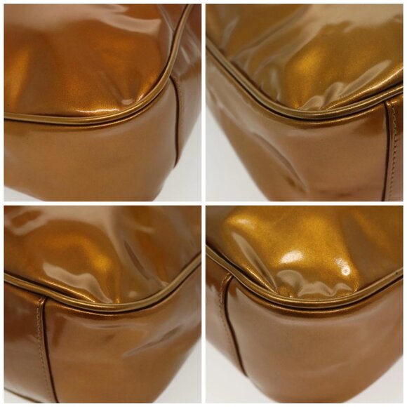 GUCCI Bamboo Hand Bag Patent Leather 2way Gold 001 1705 1638 Auth 138119 - Picture 16 of 16